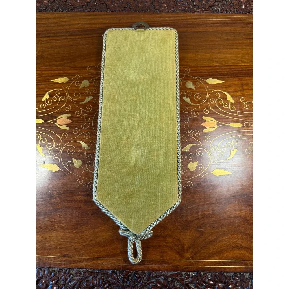 Vintage Italian Porcelain Cameo Wall Plaque • Brass Relief Velvet Wall Hanging